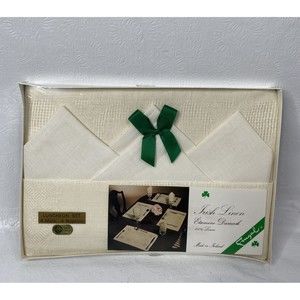 Vintage Irish Linen Etamine Damask Luncheon Set